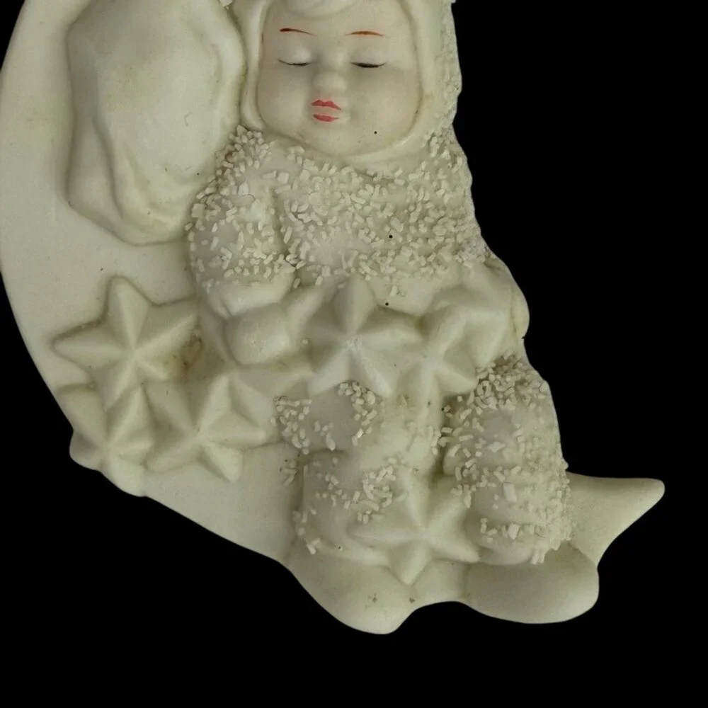 Dept 56 Snowbabies Christmas Ornament Rock A Bye Sleeping‎ Baby On Crescent Moon